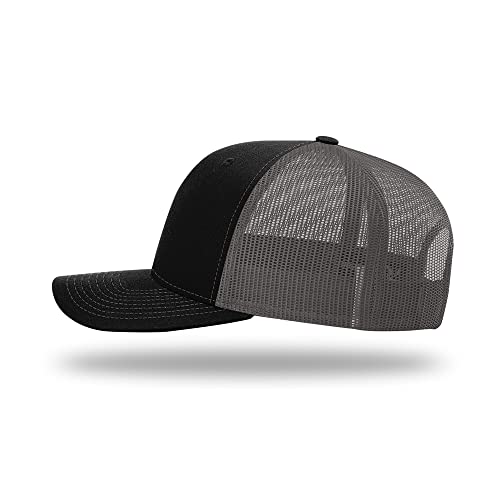 Richardson 112 Classic Six-Panel Adjustable Snapback Trucker Cap - color: Black/Charcoal