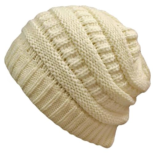 Gravity Threads Knit Soft Stretch Beanie Cap - color: Ivory
