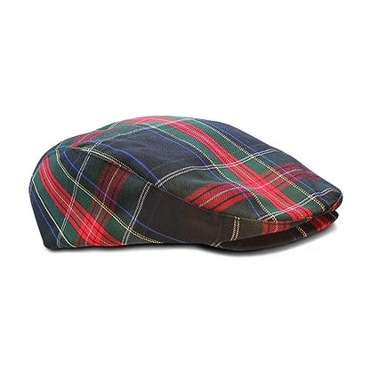 Plaid Flat Golf Cap: 'Par 5' - color: Black Stewart