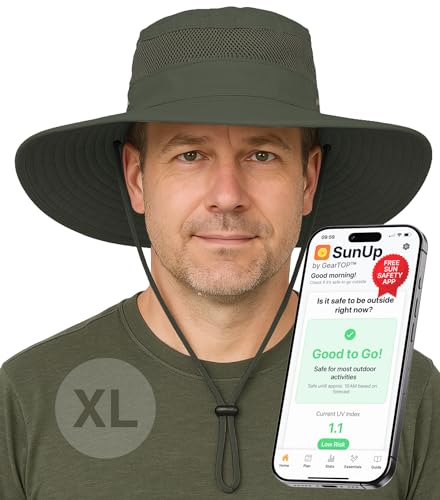 GearTOP Safari Hat for Men Sun Hats for Women UV Protection UPF 50+ Fishing, Gardening, Hiking Hat (22-23 1/2") - color: Army Green XL 1 Pack