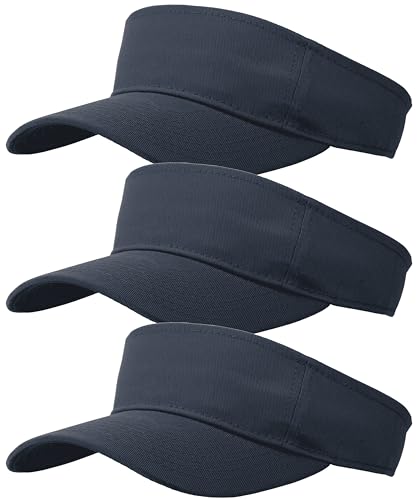 3 Pcs Sun Visor for Women Men Outdoor Sport Golf Tennis Softball, Adjustable Visors Hats - color: Navy