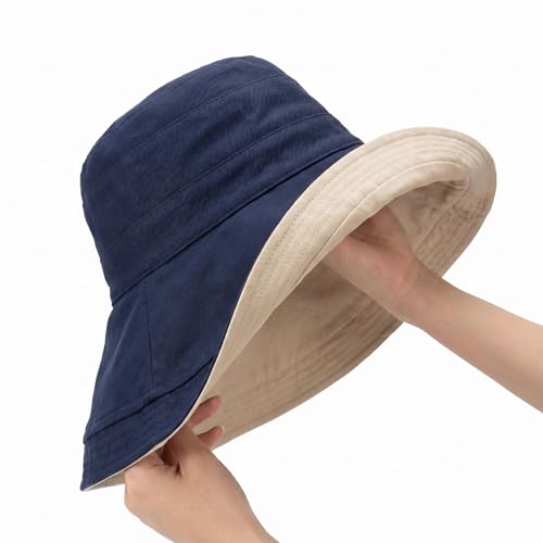FaroDor Women's Reversible Bucket Hat UV Protection Packable Travel Cap Wide Brim Sun Hats 2026 - color: 1navy Blue