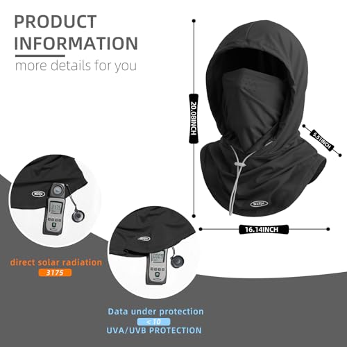 Summer Balaclava Face Mask with Breathable Holes Sun Face Shield for Men - color: Black