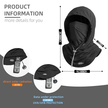 Summer Balaclava Face Mask with Breathable Holes Sun Face Shield for Men - color: Black
