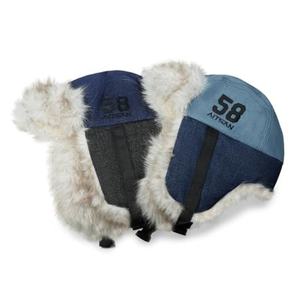Croogo Trapper Hat Winter Hats for Men Trooper Russian Warm Hat with Ear Flaps Women Ushanka Fur Hat Windproof Ski Hat - color: Pl2510-navy