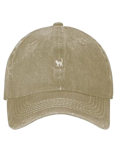 Minimalist Animal Doodles Hat Vintage Washed Cotton Baseball Cap for Men Women Adjustable Dad Hat Casual Outdoor Sun Hat - color: Khaki