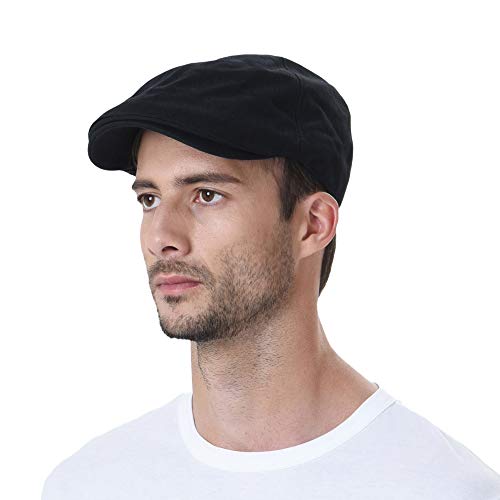 WITHMOONS Simple Newsboy Hat Flat Cap SL3026 - color: Blackm, size: One Size