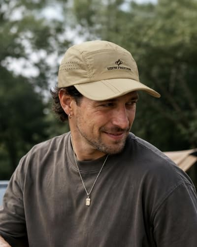 Clakllie Quick Dry 5 Panel Cap for Men Summer Folding Outdoor Hat Breathable Baseball Cap Unstructured Running Hiking Hats - color: Bs26zd01-khaki