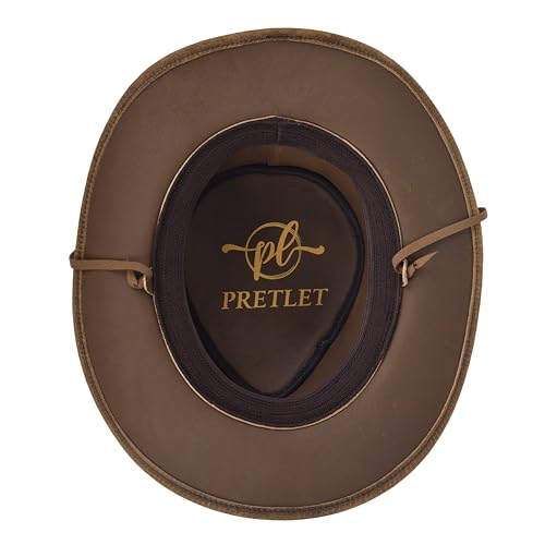 Leather Cowboy hat for Men & Women Durable Handcrafted Lightweight Shapeable Western Hats for Men - size: X-Large