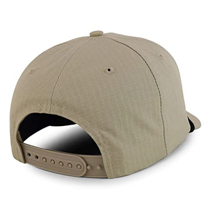 Trendy Apparel Shop 5 Panel Ripstop Cotton Snapback Cap - color: Khaki