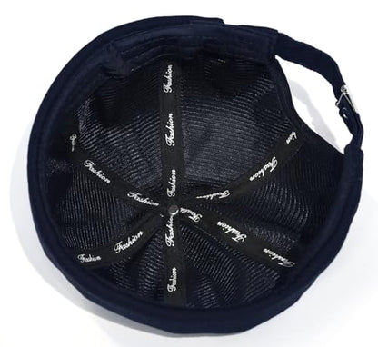 2 Pcs Mens Brimless Docker Cap Set - Retro Worker Sailor Skull Cap Beanie with Rolled Cuff - color: Navy Blue