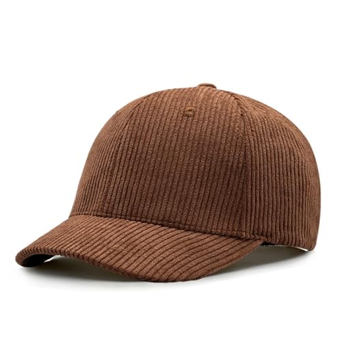 1.97'' Short Brim Stretch Fitted Baseball Caps Corduroy Structured Cap for Men and Women Curved Brim Trucker Hat K412 - color: Brown