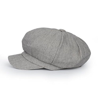 ililily Washed Cotton Newsboy Cabbie Cap Corduroy Duck Bill Flat Hunting Hat - color: Herringbone Light Grey