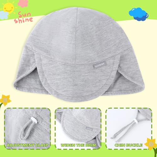 Duoyeree UPF 50+ Baby Sun Hat, Ear & Neck Protection for Toddlers - color: 1b3-grey, size: 6-24 Months