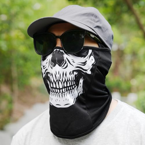 Balaclava Ski Mask, Sun Protection Breathable Face Cover Men Women - color: Skull-01