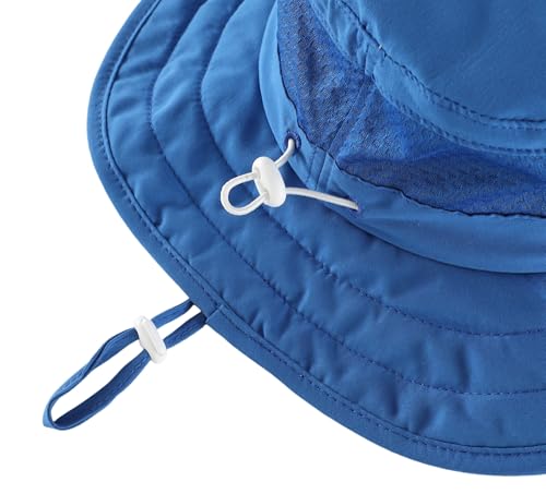 Connectyle Kids Foldable Wide Brim Sun Hat UPF 50+ Sun Protection Bucket Hats Breathable Summer Beach Hat for Boys Girls - color: Royal Blue, size: Medium