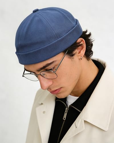 CLAPE Watch Cap Work Beanie Corduroy Docker Leon Brimless Hat Rolled Cuff Harbour Hat - color: Ct15-urban Blue