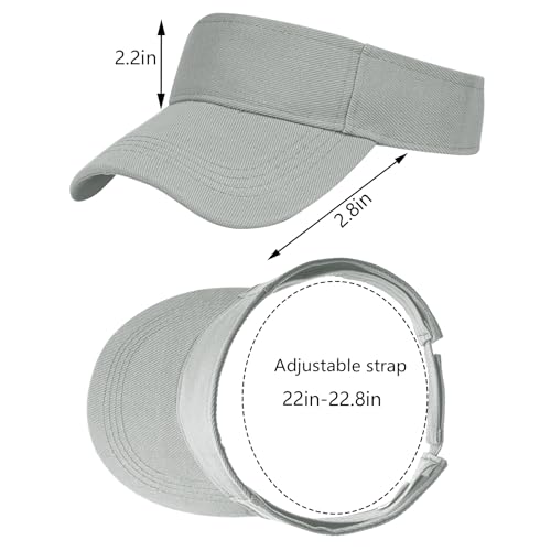 Rbenxia 2 Pieces of Adjustable Sport Visors Sun Visor Hats Cap Visors for Women and Men - color: Grey