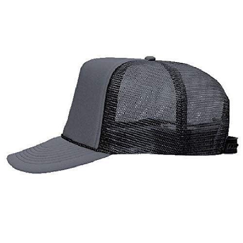 OTTO Polyester Foam Front 5 Panel High Crown Mesh Back Trucker Hat - color: Char. Gray