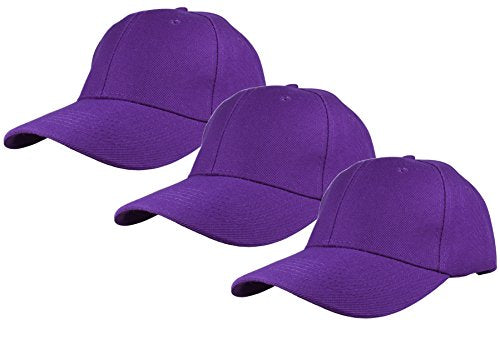 Gelante Plain Baseball Cap Adjustable Back Strap 3 PC - color: Purple