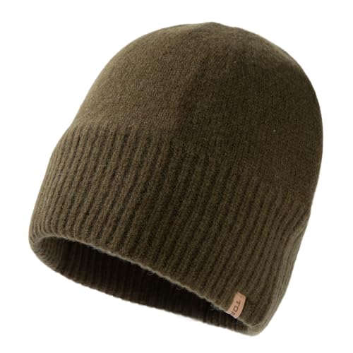 TOP-EX PolarWool Merino Wool Beanie with Soft Polartec Fleece Lining - color: Green, size: Medium-Large
