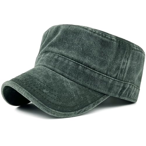 Loneshark Washed Cotton Military Hat Cadet Cap Army Flat Top Basic Everyday - color: Olive, size: X-Large-XX-Large