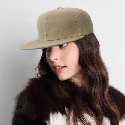 Snapback Hat Flat Bill Visor Hats Adjustable Hip Hop Baseball Cap for Women Men - color: Beige