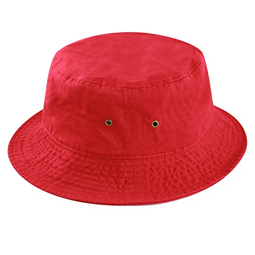 Cotton Bucket Hat Packable Sun Hat – Unisex Summer Travel Beach Fisherman Hat for Men Women Outdoor Fishing Hiking - color: Red, size: Large-X-Large