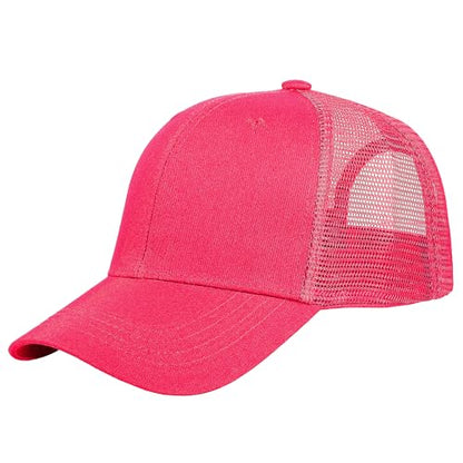 Falari Trucker Hat Baseball Cap Structured Plain Design 6 Panel, Adjustable Size - color: 1pk Hot Pink