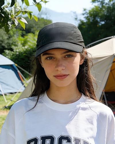 Croogo 5 Panel Running Hat Quick Dry Baseball Cap Sun UV Sports Outdoor Cap - color: Wbbc3-black