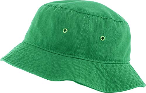 KBETHOS® 100% Cotton Washed Bucket Hat - color: Kelly Green, size: Large-X-Large