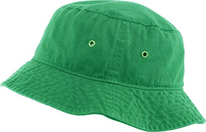 KBETHOS® 100% Cotton Washed Bucket Hat - color: Kelly Green, size: Large-X-Large