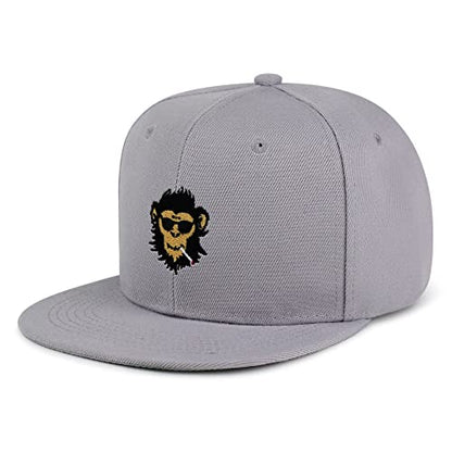 Smoking Monkey Hip-Hop Snapback Hat Embroidered Baseball Cap Wild Animal Funny - color: 02. Light Grey