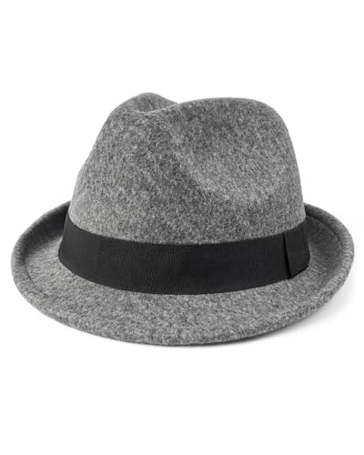 Zylioo XXL XL L Fedora Hat for Men Women, 1920s Short Brim Felt Trilby Hat - color: Gray, size: Large