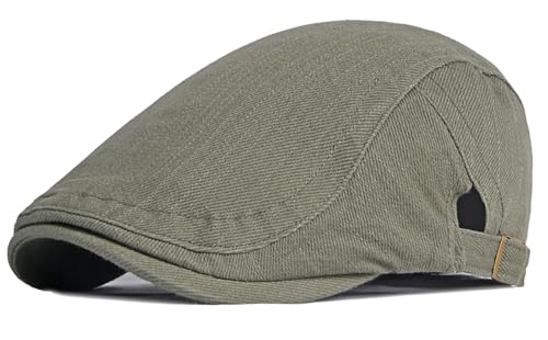 DIYDECAL Cotton Newsboy Flat Caps for Men, Womens Cabbie Driving Beret Hats - color: Green