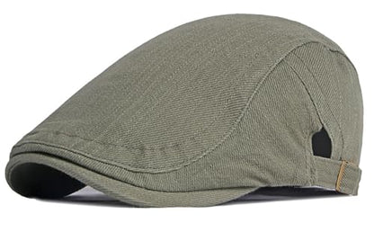 DIYDECAL Cotton Newsboy Flat Caps for Men, Womens Cabbie Driving Beret Hats - color: Green
