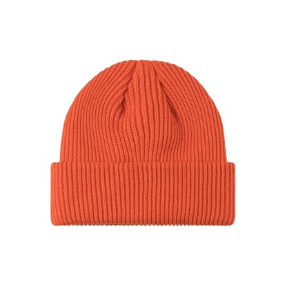 Winter Beanie Men Women Heavyweight Stretch Knit Cuffed Hat - color: Orange,round