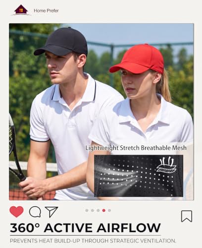 Home Prefer Mens Womens UPF50+ Sun Hat Athletic Adjustable Baseball Cap Quick Dry UV Protection Workout Running Golf Hat - color: Black, size: Large