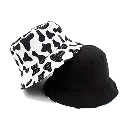 Umeepar Unisex Reversible Packable Bucket Hat Sun Hat for Men Women - color: Cow Print