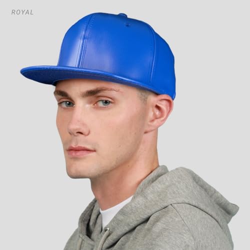 CHOK.LIDS PU Leather Flat Brim Snapback Hat Hip Hop Baseball Cap - color: White