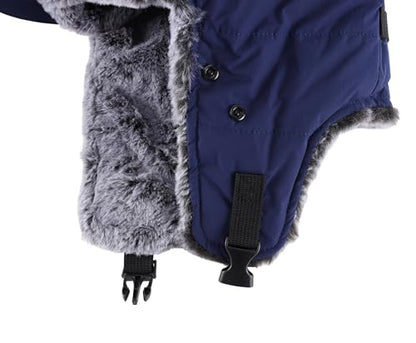 Connectyle Trapper Hat for Men Women Faux Fur Winter Hat with Ear Flaps Water-Resistant Hunting Hats Ushanka Skiing Cap - color: Navy Blue
