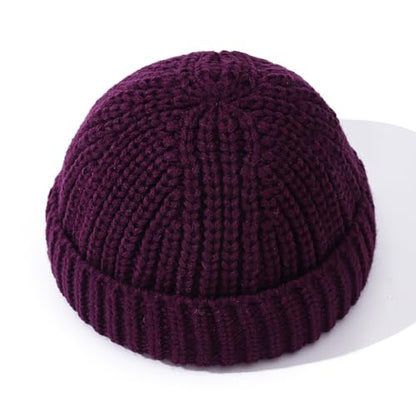 Beanie Men Knit Skull Cap Warm Stocking Hats Women Winter Snow Ski Hats Cuffed Plaid Hat Toboggan Hat - color: Mg-zzm2572-purple