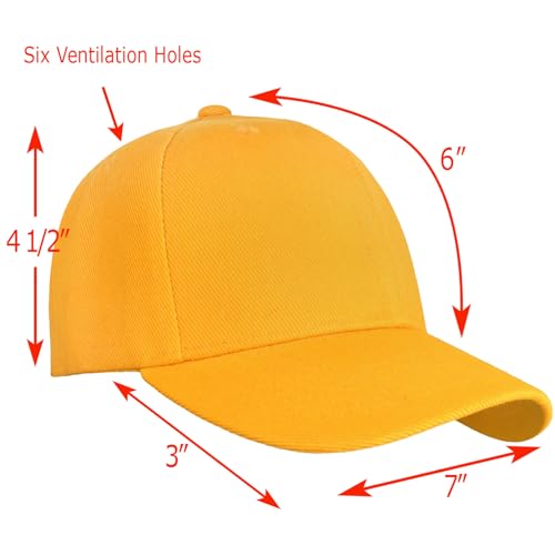 Falari Wholesale Bulk Lot 12-Pack Baseball Cap Adjustable Size Plain Blank Solid Color - color: Gold