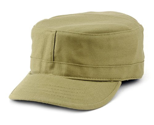 NYFASHION101 Fashionable Solid Color Unisex Fitted Army Military Cadet Cap - color: Khaki, size: Medium