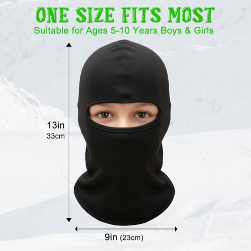 Kids Balaclava Ski Mask Winter Windproof Fleece Full Face Mask for Boy Girl - color: Black