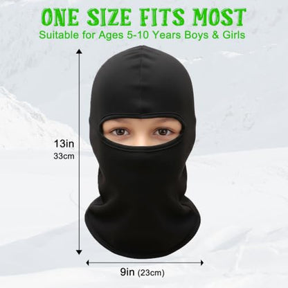 Kids Balaclava Ski Mask Winter Windproof Fleece Full Face Mask for Boy Girl - color: Black