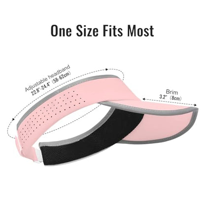 Women's Sun Visor Hat - Foldable Golf Hats Adjustable Quick Dry Running Tennis Cap, UV Protection Beach Hat for Women - color: Pink