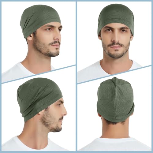 WTACTFUL Cooling Breathable Skull Cap Men Women, Sweat Wicking 1-2-4 Pack - color: 1 Piece - Deep Green