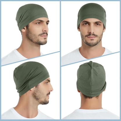 WTACTFUL Cooling Breathable Skull Cap Men Women, Sweat Wicking 1-2-4 Pack - color: 1 Piece - Deep Green