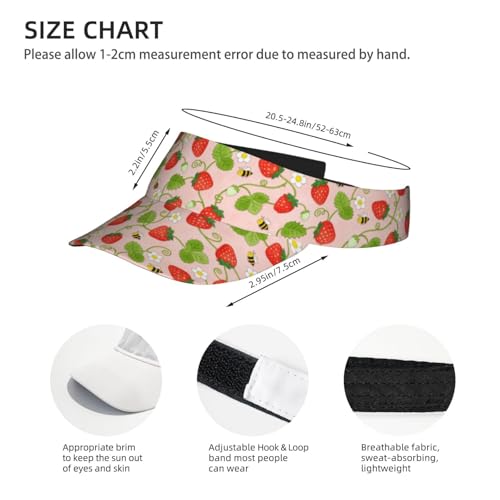 Adjustable Sun Visor Hats, Lightweight Open-Top Sports Visors - color: Strawberry